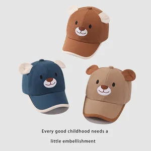 Cartoon baby baseball cap with cute bear ears and embroidery in three colors