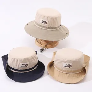 Cappello da Pescatore in Stile Cowboy Western per Bambini in Cotone ad Asciugatura Rapida Con Cordino Antivento Regolabile