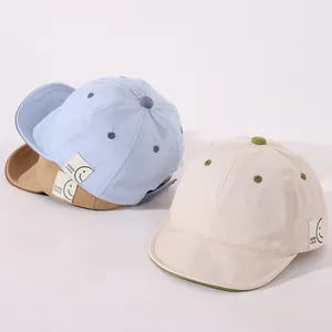 Baby Soft Brim Baseball Cap Cotton Blend Sun Hat With Good Luck Letter Smiling Face Pattern For Infant Toddler Outdoor Fashion