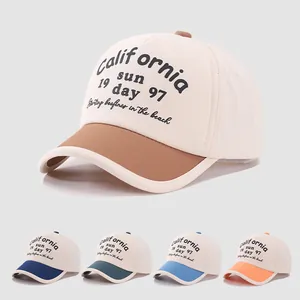 Kids Retro Contrast Color Baseball Cap California Sun Letter Print Breathable Sunshade Hat For Toddler Boys Girls Adjustable Peak Cap