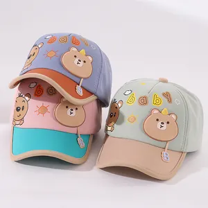 Baby Kids Cartoon Bear Baseball Cap Sun Hat Cotton Blend Adjustable Snapback For Boys Girls Toddler 2-6 Years Daily Outdoor