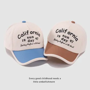 Kids color-block baseball cap with California beach print for boys aged 2 to 6