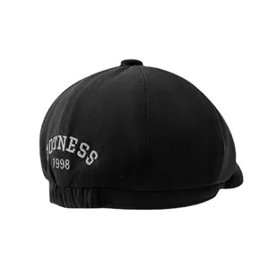 Black kids newsboy cap with white 1988 embroidery and adjustable elastic strap back