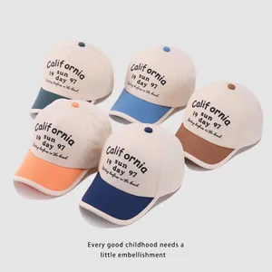 Five assorted colors of kids' vintage baseball caps with California 1997 lettering