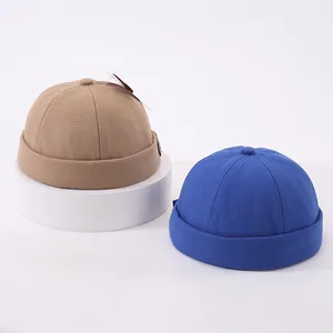 Detail von Khaki und Royalblau Miki Hüten aus Baumwoll-Canvas mit Rollrand und Knopf