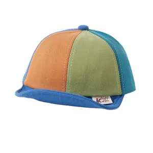Colorful patchwork soft brim baby baseball cap with breathable cotton sun protection