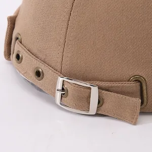 Bonnet docker kaki en coton pour enfant avec boucle de réglage métallique au dos