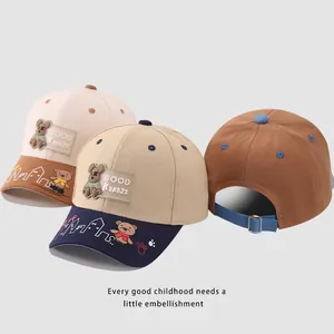 Cartoon bear baseball cap for children with adjustable metal buckle in three colors