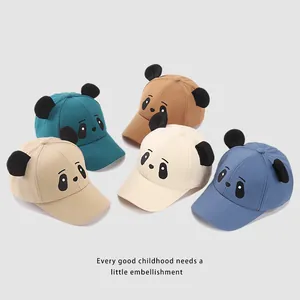 Kids cute panda baseball caps in five colors with 3D ears for boys and girls aged 2-6