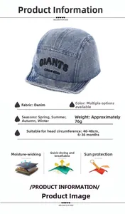 Detailed size guide for baby denim baseball cap with Giants embroidery for 6-36 months