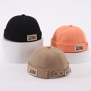 Bonnet Docker Enfants Vintage Casquette Miki Sans Bord Réglable en Toile de Coton pour Tout-petits Garçons Filles Quotidien