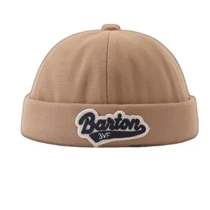 Classic solid color cotton Docker cap for kids with Barton circular embroidery