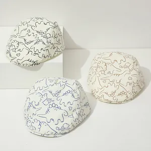 Béret pour Enfants avec Imprimé Dinosaure Mélange de Coton Casquette Plate Réglable pour Tout-Petits Protection Solaire