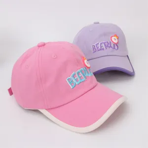 Casquette de baseball enfant avec broderie BEERLUD et patch dessin animé rose et violet