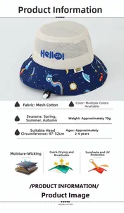 Kids breathable mesh sun hat with 47-52cm adjustable head circumference and windproof cord