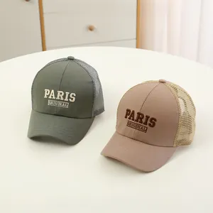 Close-up of PARIS ORIGINAL 3D embroidery on breathable mesh baby baseball hats