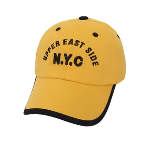 Yellow kids baseball cap with black NYC embroidery and contrast brim for 2-7 years
