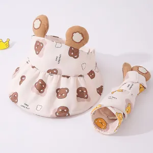 Foldable kids sun visor hat with cute bear ears and print for summer outdoor activities