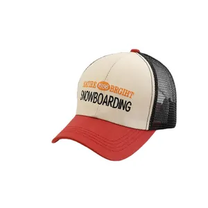 Adjustable kids mesh trucker hat with breathable panels and retro sports letter embroidery
