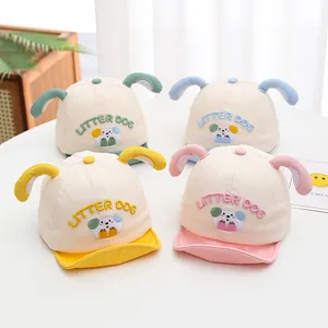 Cute baby soft brim baseball caps with cartoon animal ears in four assorted colors
