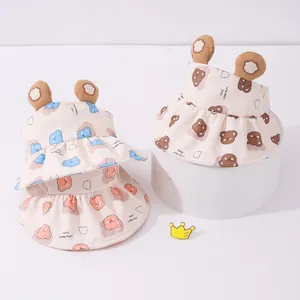 Cute toddler bear ears sun visor hats with floral prints and ruffle brim for summer