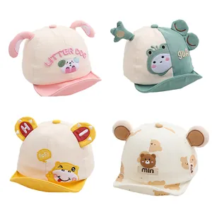 Cute Baby Soft Brim Baseball Cap With Cartoon Animal Ears Breathable Cotton Polyester Sun Hat For Toddlers Infants Outdoor