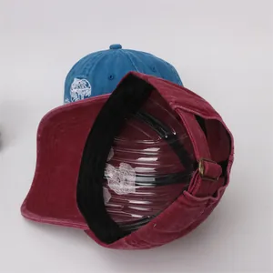 Détails de casquettes en coton délavé avec boucles métalliques et bandeau interne