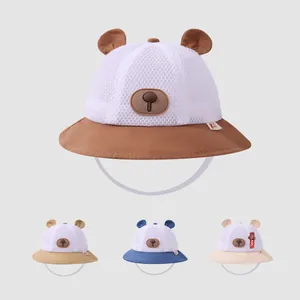 Cute Baby Mesh Sun Hat With Bear Ears Breathable Summer Bucket Hat For Kids Toddlers Sun Protection Beach Basin Cap