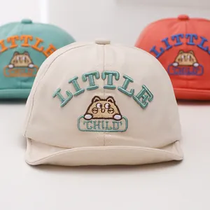 Cute cotton baby baseball cap with cartoon cat embroidery and sun protection brim