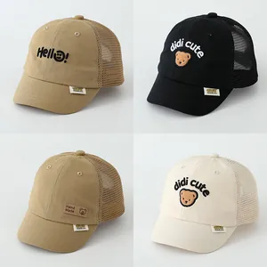 Kids Breathable Mesh Baseball Cap Cartoon Bear Embroidery Sun Hat For Boys Girls Toddler Summer Outdoor Trucker Hat