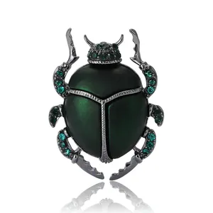 Eleganter smaragdgrüner Skarabäus-Käfer-Anstecknadel mit Kristallen für Anzüge