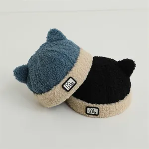 Fleece winter hat for kids with cute round ears and contrast brim featuring Ma label