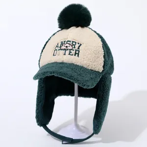 Detailed view of the soft fleece lining and thick earflaps on the winter trapper hat