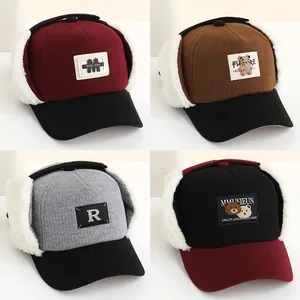 Winter Warme Lei Feng Mütze Für Kinder Ohrenschutz Lammfell-Imitat Fliegermütze Für Jungen Mädchen Teddybär Baseballkappe