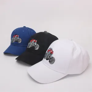 Kids baseball cap with truck embroidery in blue black and white cotton canvas