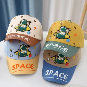 Casquette de Baseball Astronaute de l'Espace pour Enfants Mélange de Coton Protection Solaire Dessin Animé Fusée Pour Garçons Filles 3-8 Ans