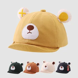 Süße Baby Bär Ohr Baseballkappe Weiche Krempe Baumwolle Polyester Stickerei Sonnenhut Für Kleinkinder Jungen Mädchen Zubehör