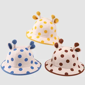 Cappello da Pescatore per Bambini Carino Giraffa Cotone Pois Cappello con Orecchie 3D per Ragazzi Ragazze Bambini Outdoor