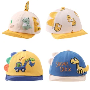 Kids Cartoon Dinosaur Baseball Cap Soft Brim Baby Sun Hat Cotton Embroidery 3D Spikes For Toddler Infant Outdoor Accessories