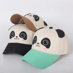 Cute panda baby baseball caps with colorful brims and soft cotton for toddlers