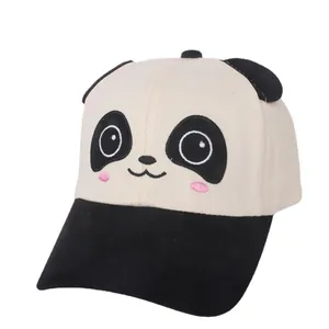 Cute panda baby baseball cap with cotton fabric and black ears for summer sun protection