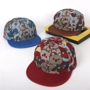Kinderen Tekenfilm Dieren Jacquard Honkbalpet Platte Rand Snapback Verstelbaar Hiphop Street Style Zonneklep Voor Jongens Meisjes