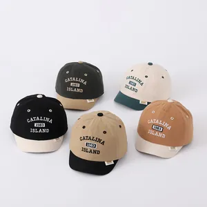 Kids colorblock soft brim baseball caps with Catalina 1983 embroidery in five colors