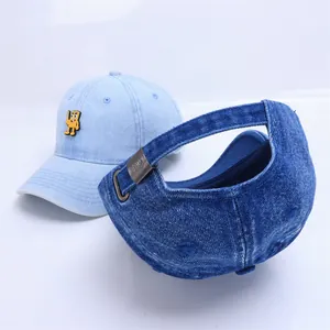 Casquette de baseball en jean pour bébé avec patch dessin animé et boucle en métal