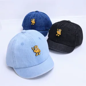 Casquette de baseball en jean pour bébé avec motif dessin animé et visière courte