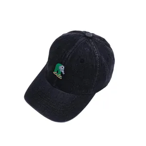 Toddler denim baseball cap with cute elephant embroidery and sun protection brim