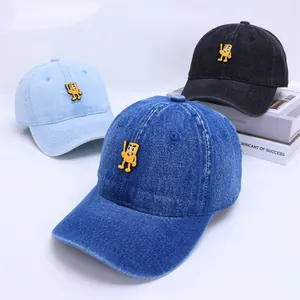 Casquette de Baseball en Denim de Dessin Animé pour Enfants Chapeau Pare-soleil en Coton Lavé pour Bébé Garçons Filles Réglable Été En Plein Air