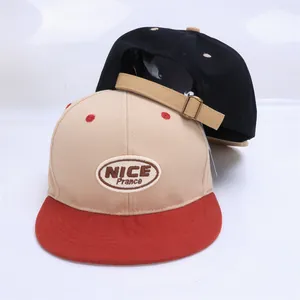 Kids colorblock baseball cap with NICE embroidery and adjustable metal buckle strap