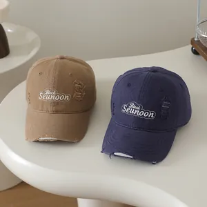 Casquettes de baseball vintage pour enfants avec broderie en kaki et bleu marine