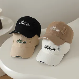 Casquette de Baseball Distressed Enfants Vintage Broderie de Lettres Chapeau de Soleil Pour Garçons Filles Streetwear Réglable